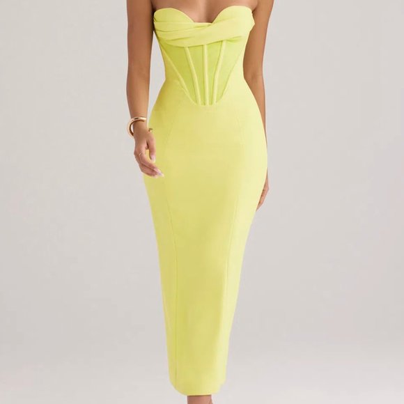 House of CB Dresses House Of Cb Lucila Strapless Corset Midi Dress